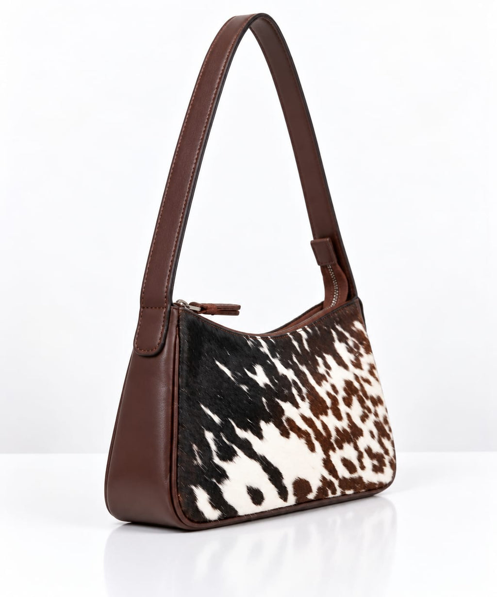 Tri-Color Cowhide Leather Shoulder Bag