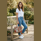 Brown & White Cowhide Leather Satchel Bag