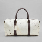 White & Brown Speckle Cowhide Leather Duffel Bag