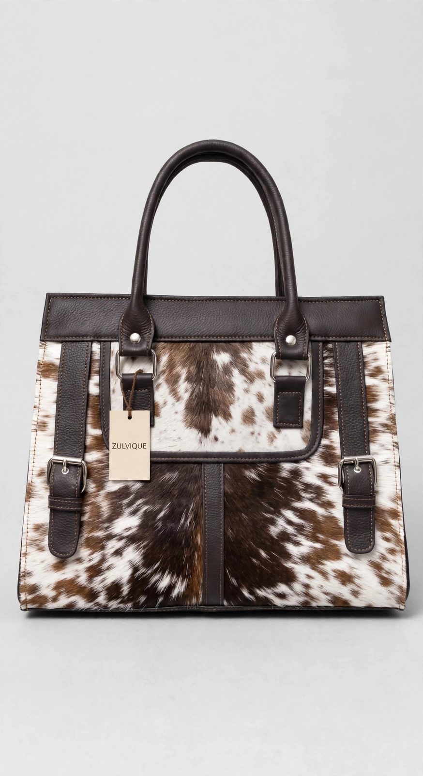 Women's Brown Speckle Cowhide Structured Handbag