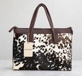 Women's Black & White Cowhide Zip Tote