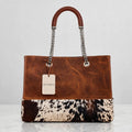 Women's Brown Cowhide Chain Tote