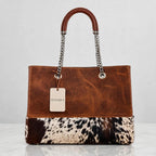 Women's Brown Cowhide Chain Tote