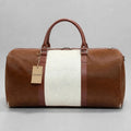 Two-Tone Brown & White Cowhide Leather Duffel Bag