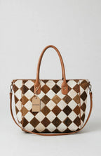 Women's Diamond Patchwork Cowhide Tote