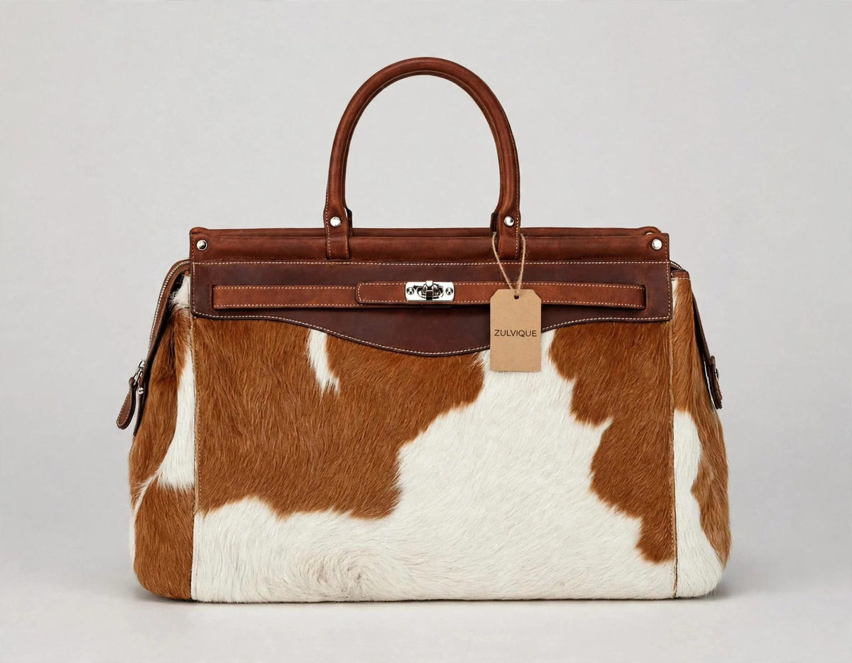 Women's Cognac & Cowhide Kelly Satchel