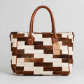 Women's Brick Patchwork Cowhide Tote