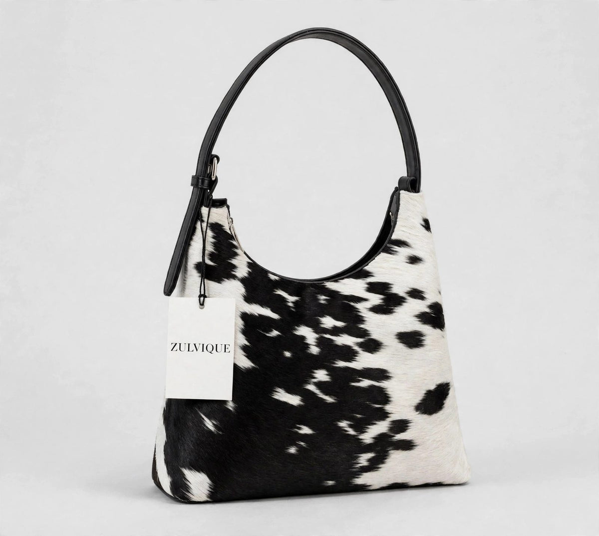 Women's Black & White Cowhide Hobo Bag