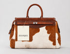 Women's Rust & White Cowhide Turn-Lock Satchel