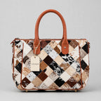 Women's Diamond Patchwork Cowhide Handbag