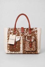 Women's Tan Speckle Cowhide Pocket Tote