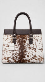 Women's Brown Speckle Cowhide Ring-Tab Tote
