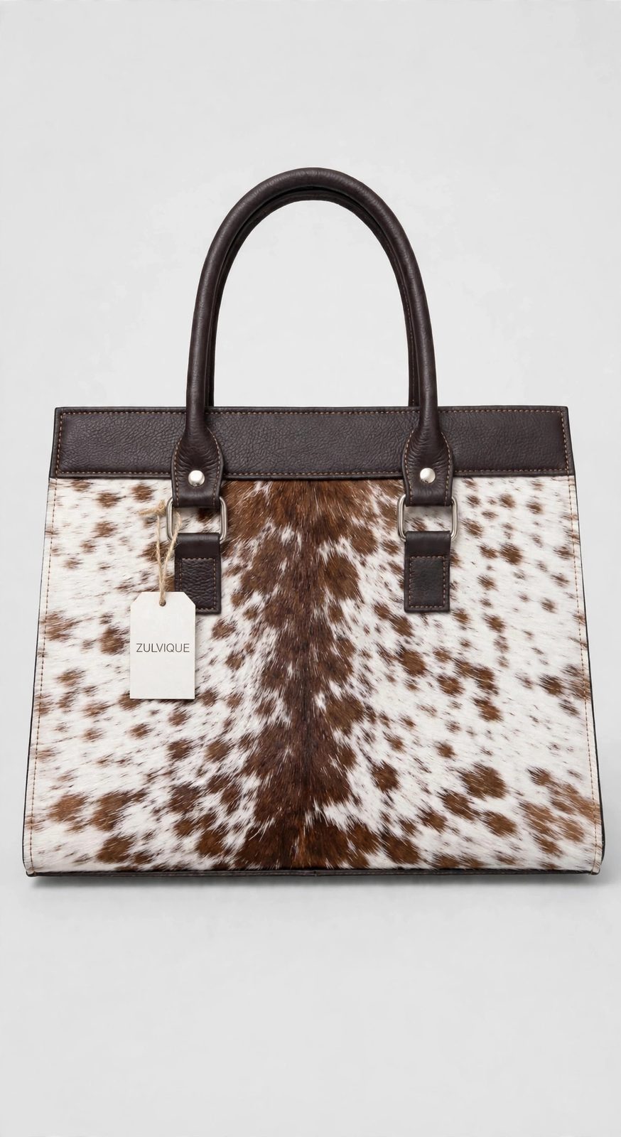 Women's Brown Speckle Cowhide Ring-Tab Tote