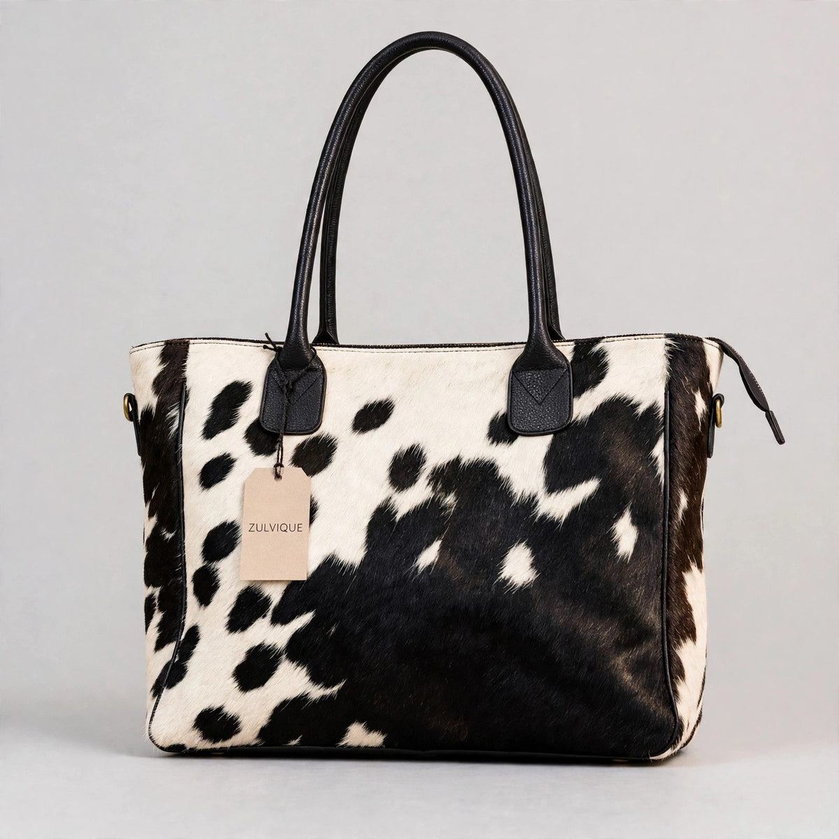 Women's Black & White Speckle Cowhide Tote