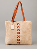 Women's Ivory Cowhide Lace-Up Tote Bag