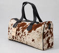 Rust & White Speckle Cowhide Leather Duffel Bag