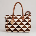 Women's Triangle Patchwork Cowhide Tote
