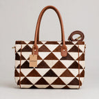 Women's Triangle Patchwork Cowhide Tote