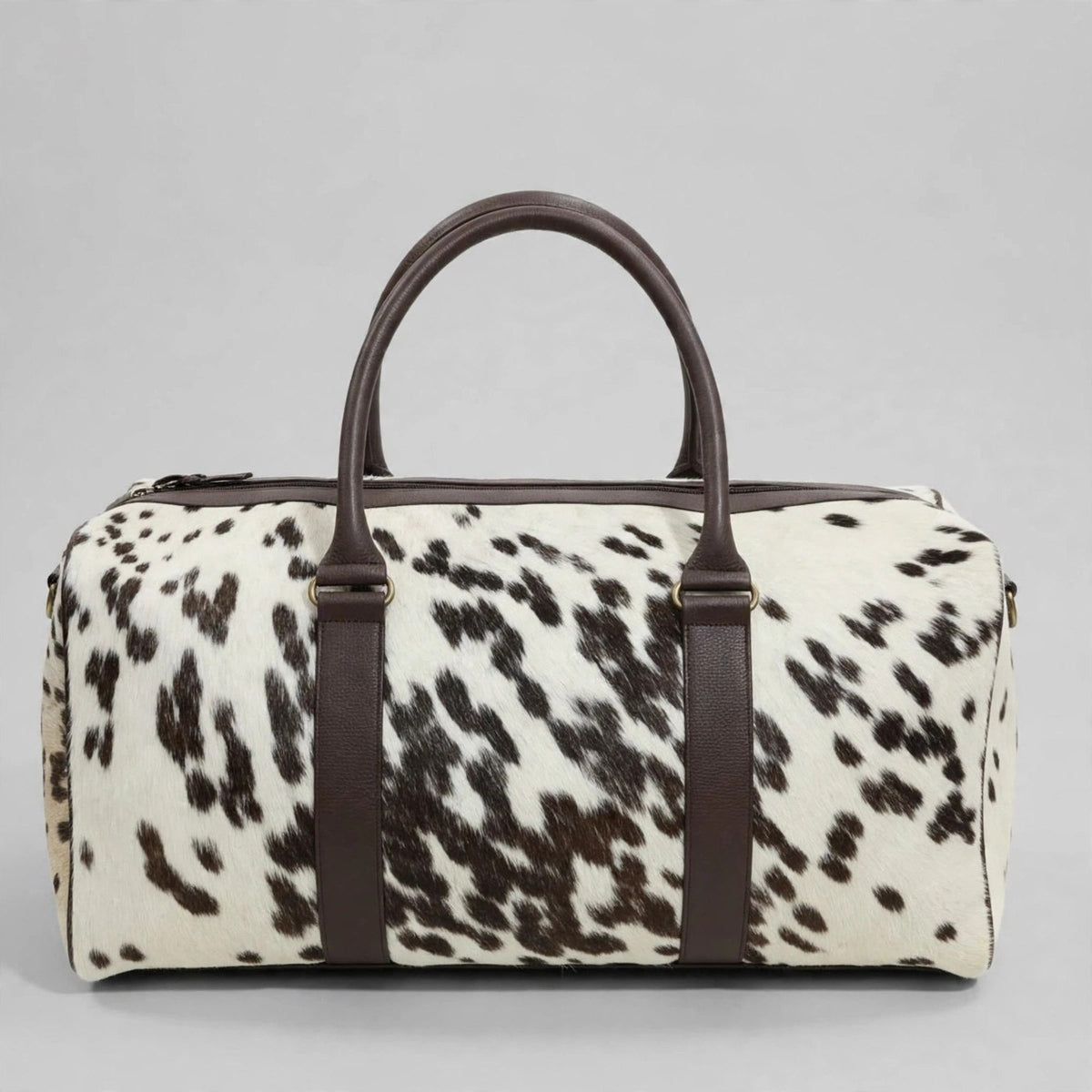 Chocolate Speckle Cowhide Leather Duffel Bag