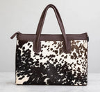 Women's Black & White Cowhide Zip Tote