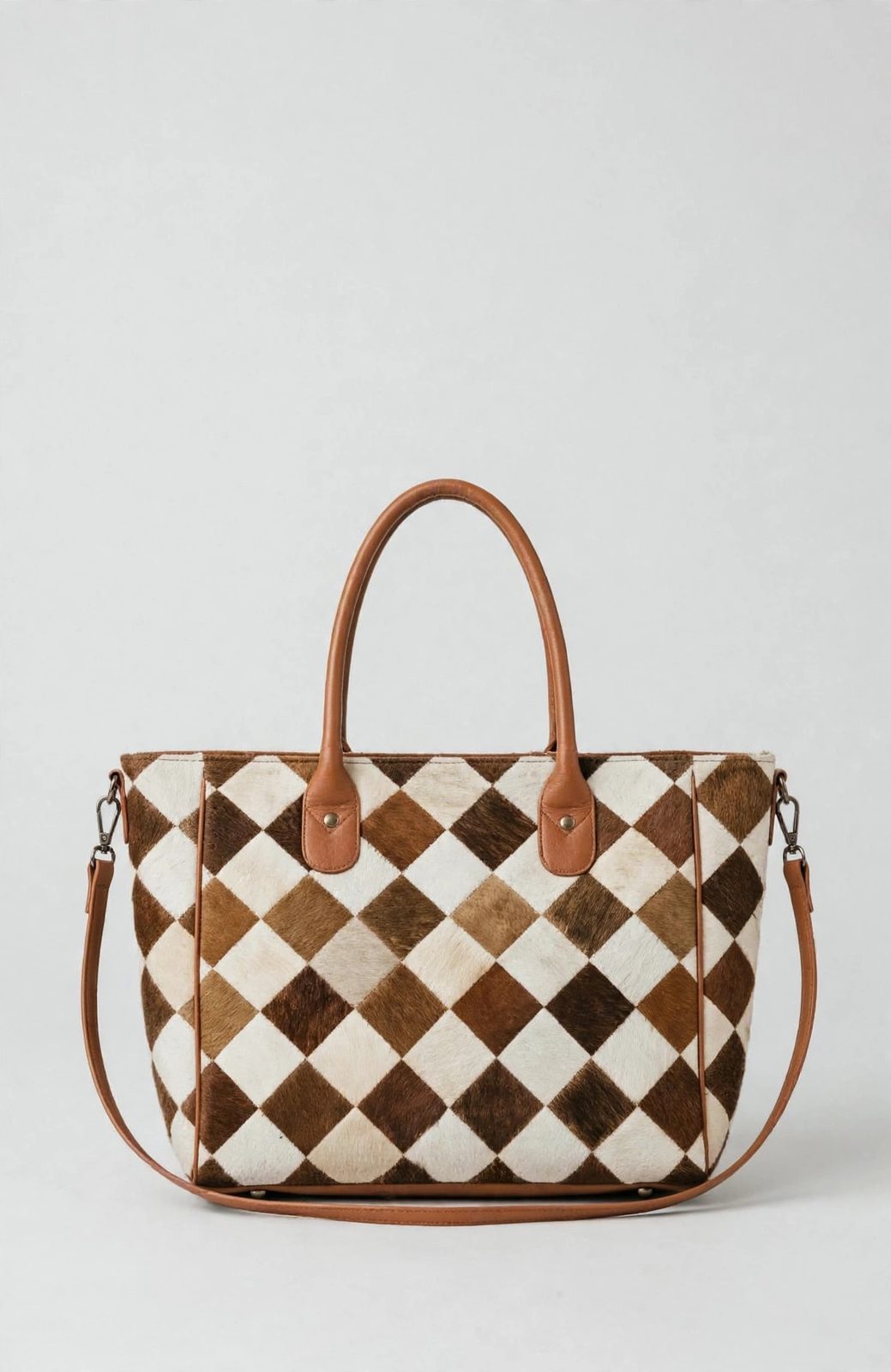 Women's Diamond Patchwork Cowhide Tote