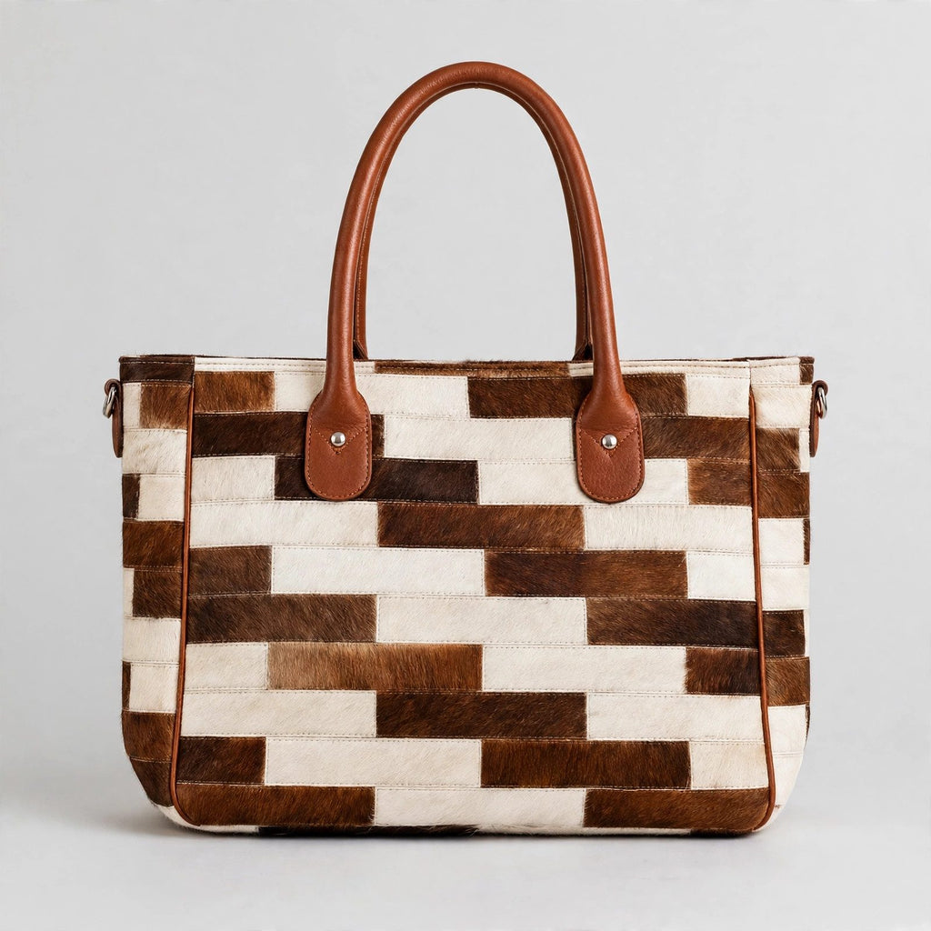 Women's Brick Patchwork Cowhide Tote