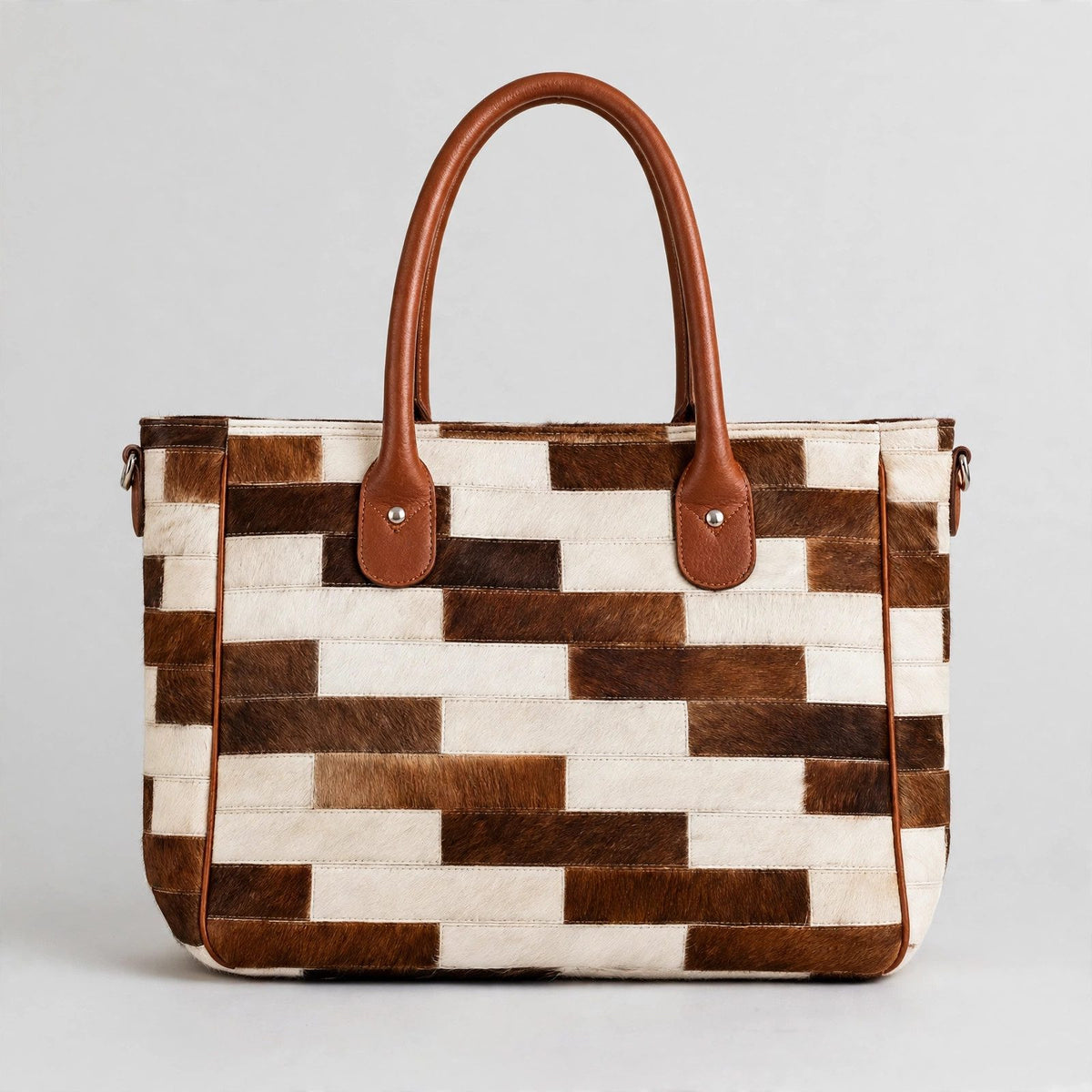 Women's Brick Patchwork Cowhide Tote