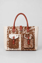 Women's Tan Speckle Cowhide Pocket Tote