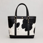 Women's Studded Black & White Cowhide Tote