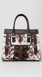 Women's Brown Speckle Cowhide Structured Handbag