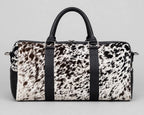 Black & White Fine Speckle Cowhide Leather Duffel Bag