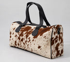 Rust & White Speckle Cowhide Leather Duffel Bag