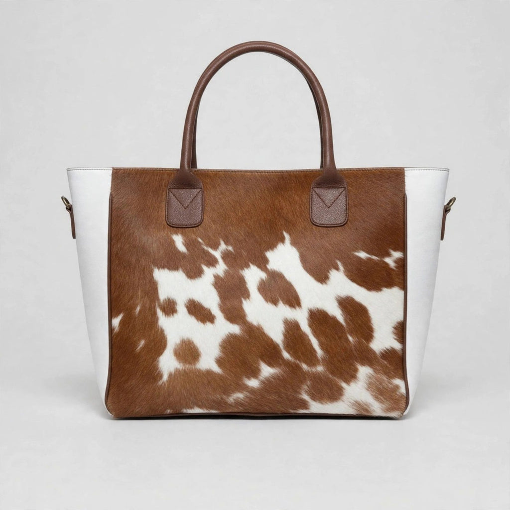 Women's Brown & White Cowhide Classic Tote