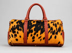 Amber Tortoise Barrel Cowhide Leather Duffel Bag