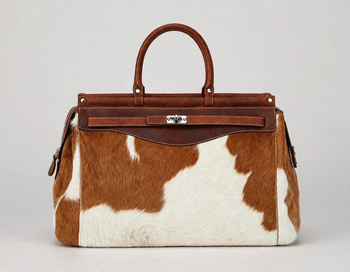 Women's Cognac & Cowhide Kelly Satchel