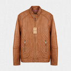 Men's Light Brown Quilted Leather Jacket