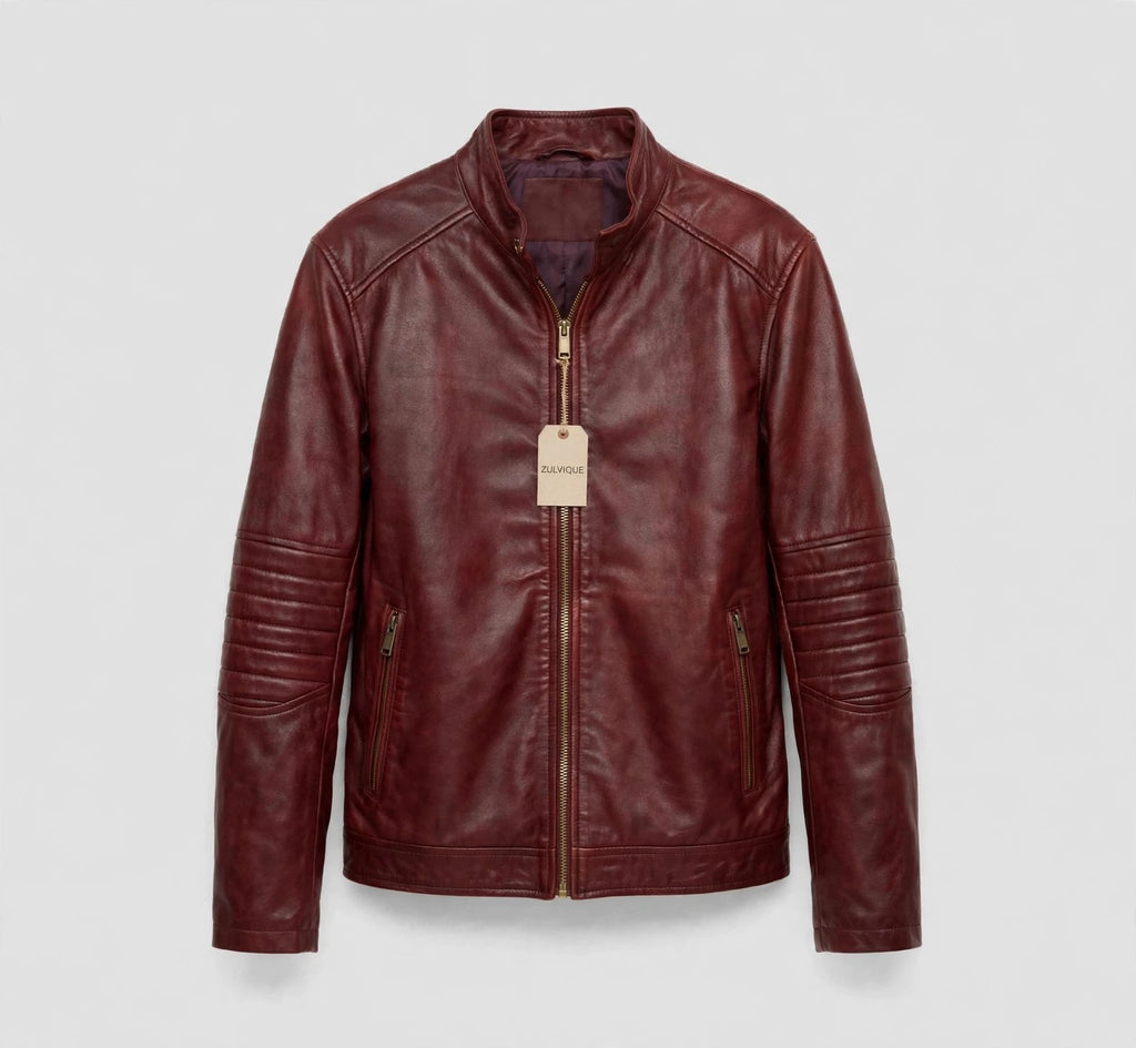 Men's Maroon Leather Jacket