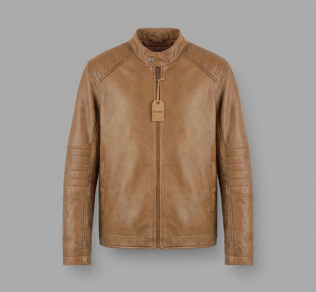 Men's Beige Leather Jacket