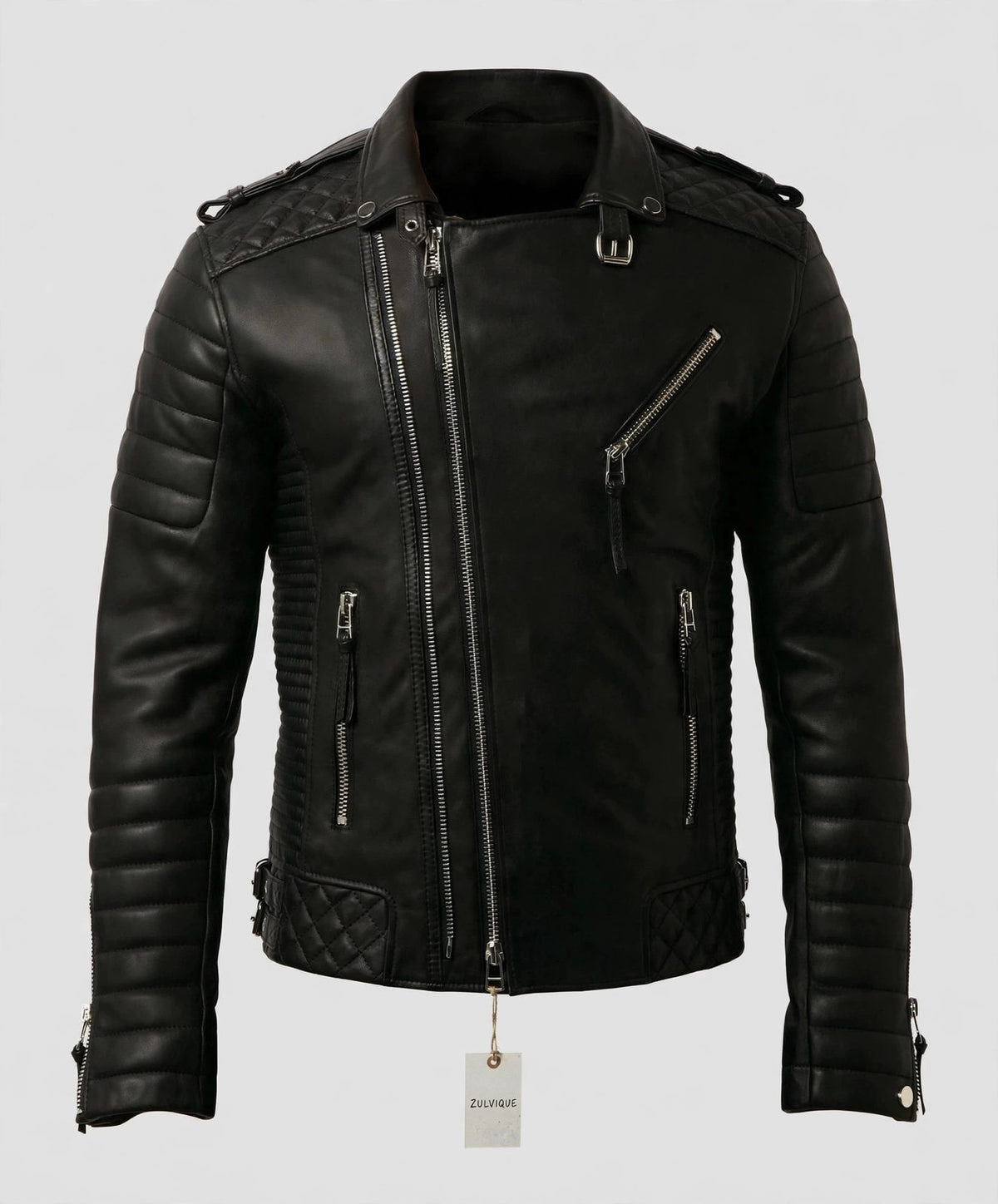 Men's Black Quilted Biker Leather Jacket