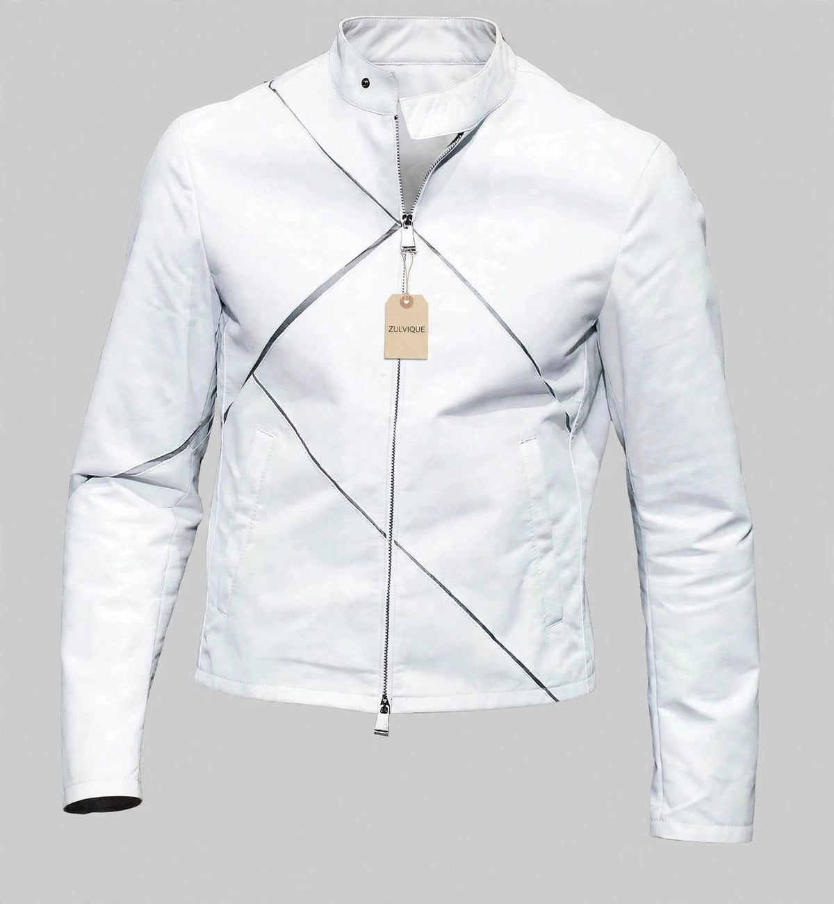 Men's White Minimalist Leather Jacket