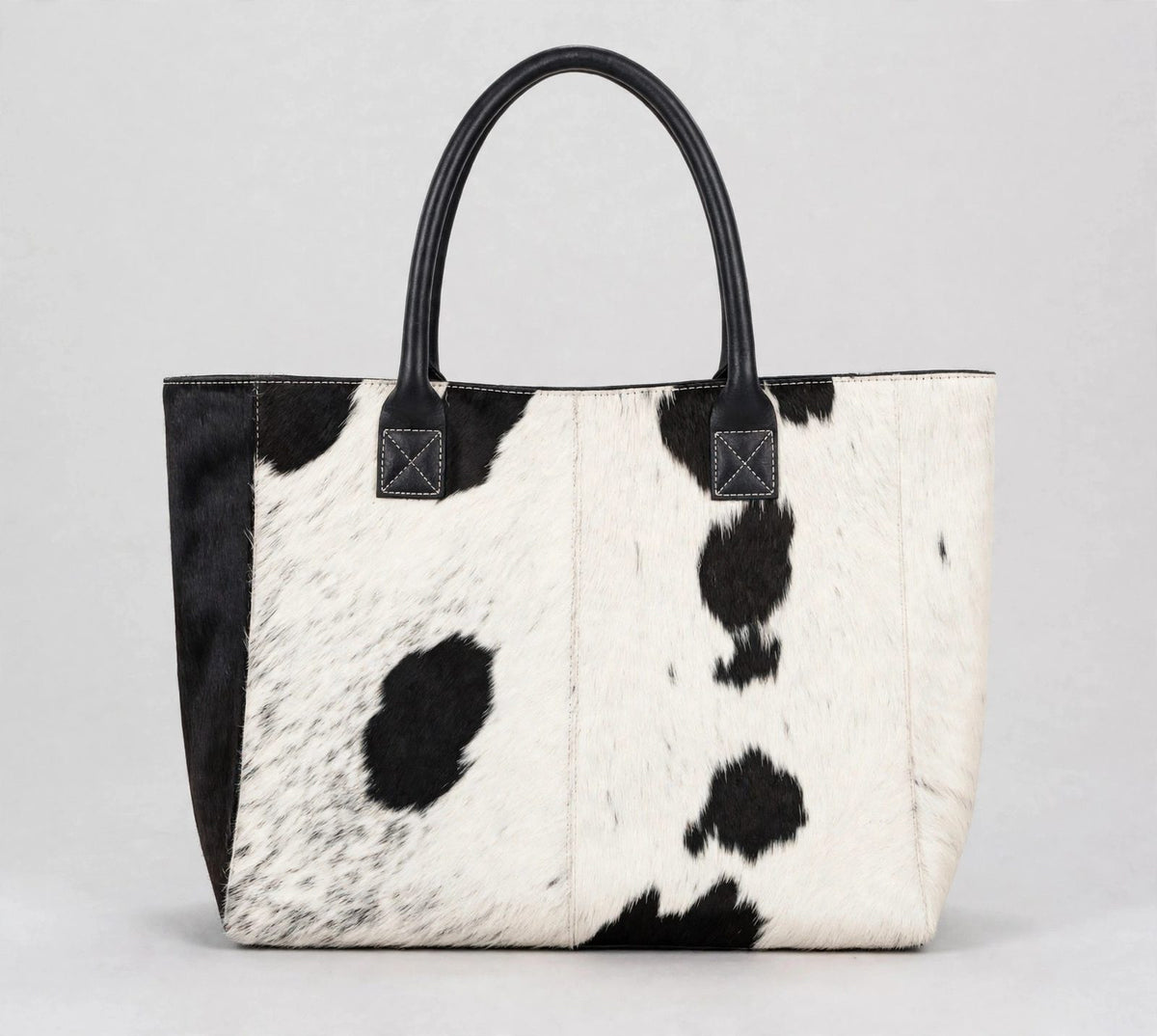 Women's Black & White Cowhide Pocket Tote