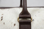 White & Brown Speckle Cowhide Leather Duffel Bag