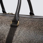 Dark Grey Cowhide Leather Duffel Bag