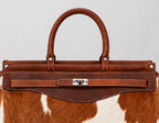Women's Rust & White Cowhide Turn-Lock Satchel