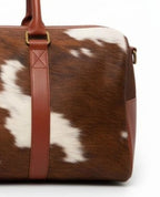 Brown & White Patch Cowhide Leather Duffel Bag