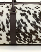 Chocolate Speckle Cowhide Leather Duffel Bag