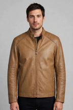 Men's Beige Leather Jacket