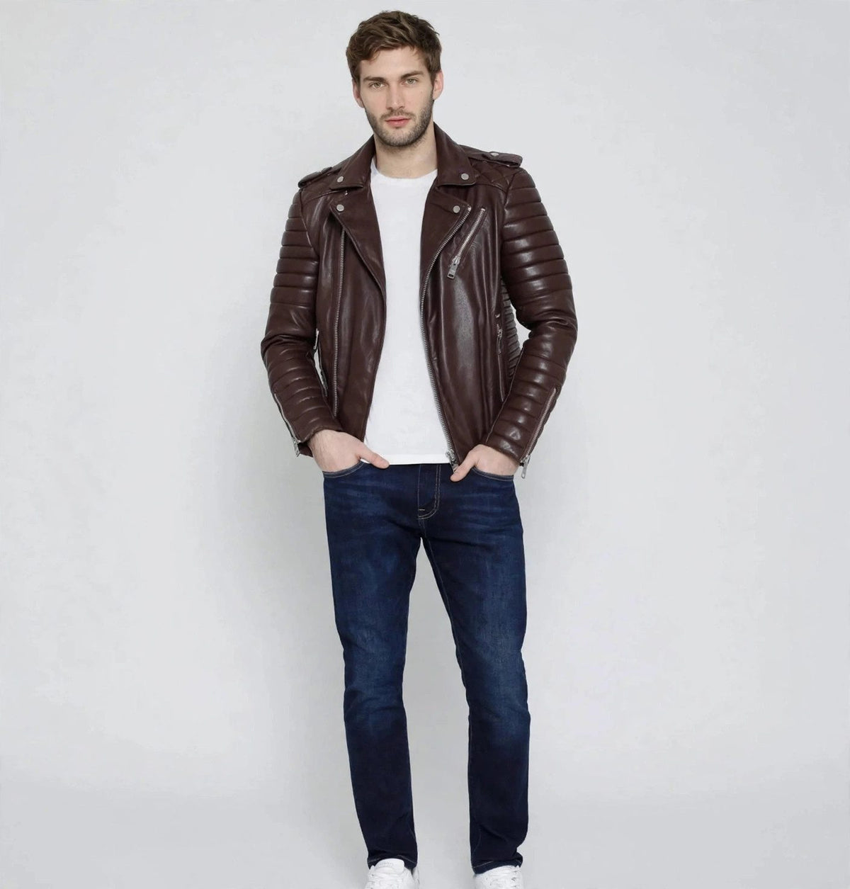 Men's Dark Brown Biker Leather Jacket