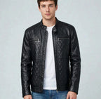 Men's Black Diamond Quilted Leather Jacket