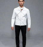 Men's White Minimalist Leather Jacket